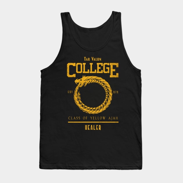 Tar Valon College Yellow Ajah Slogan and Symbol Dragon Tank Top by TSHIRT PLACE